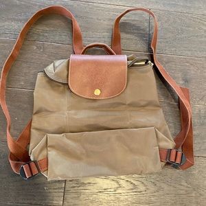 Brown and Heather Green Longchamp Backpack